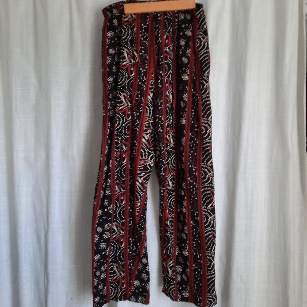 High-waisted patterned palazzo lounge pants
